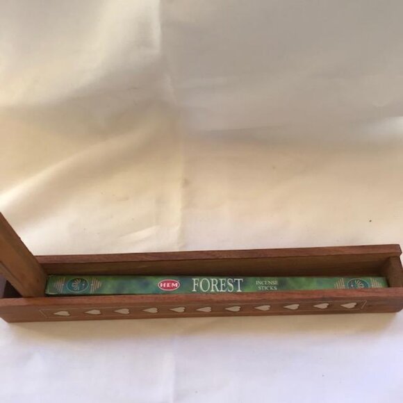 Agarbatti Wood Handmade Coffin Box Incense Stick Burner Holder White Inlay 12" - Picture 3 of 5